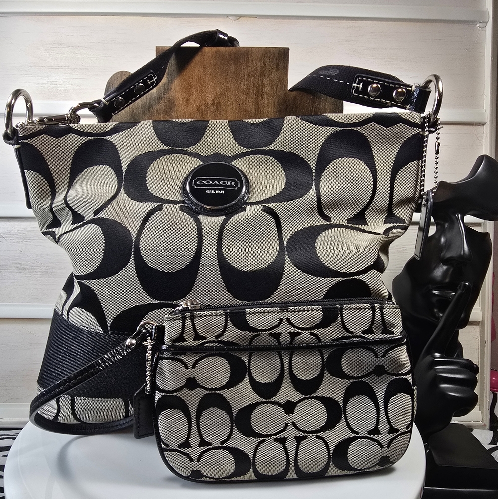 Coach Black and Grey Women's Bag Set